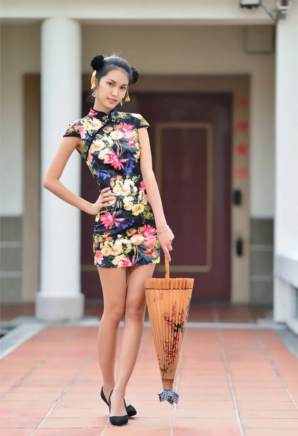 [Mzsock] NO.191 Chen Mengxin short cheongsam high heels beautiful legs street photography#[100P]-42